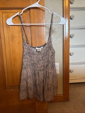 URBAN Romantics Leopard Print Spaghetti Strap Top in Taupe & Black